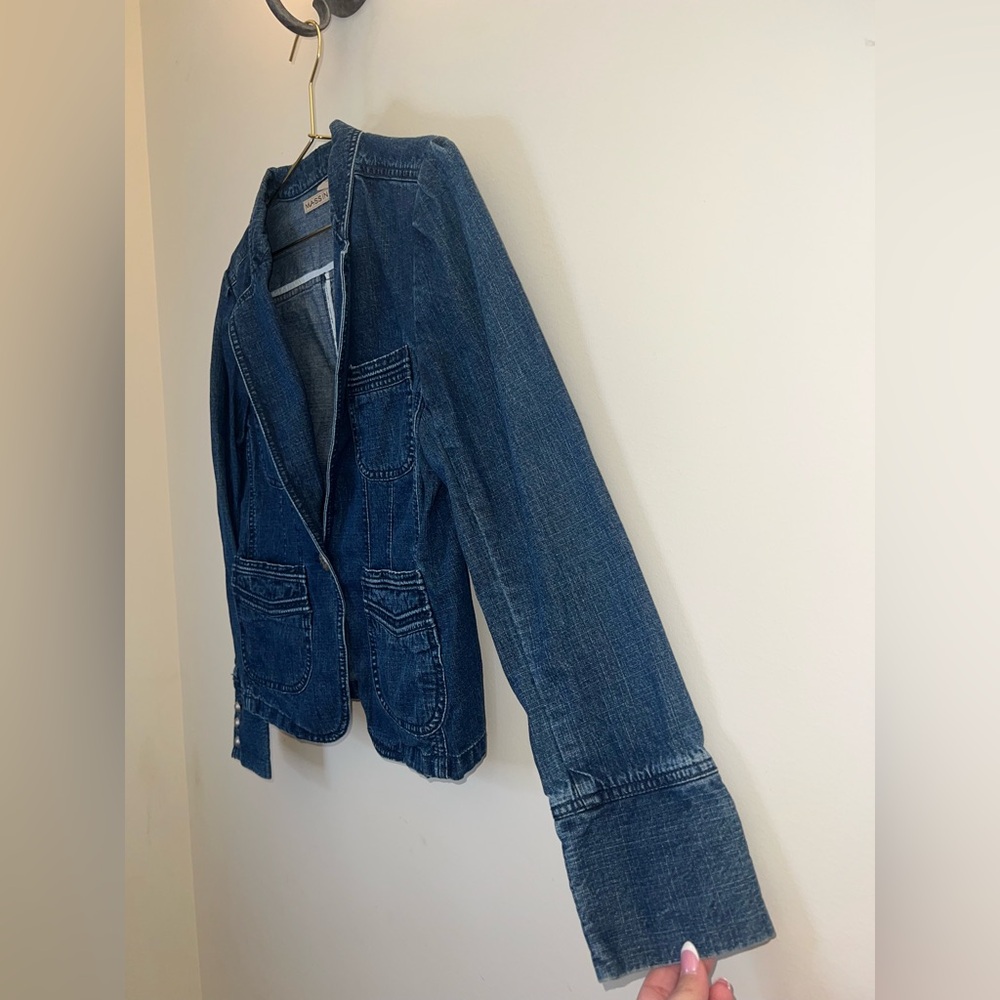 Y2K Massini Denim Blazer Jacket Fitted Jean Jacket Size M - Picture 8 of 11